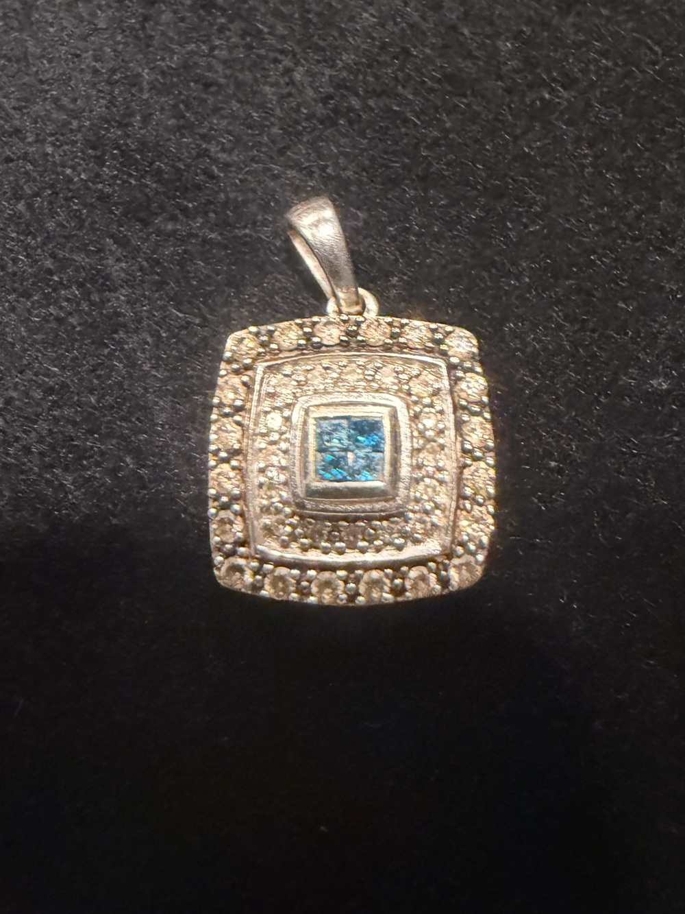 Kay Jewelers 10K White Gold Blue & White Diamond Pendant